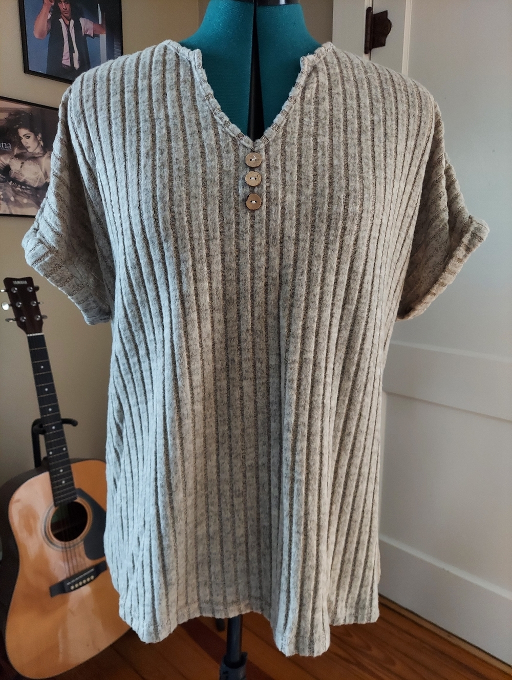 🔴 3/$15 Women's Henley Soft Textured Top